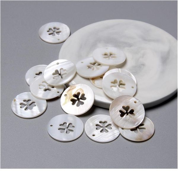 

natural mother of pearl shell charm connector pendant for jewelry making earring freshwater white round square shell cha jllcaa, Black