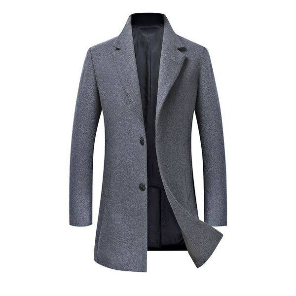 

2021 the new fine men's gray black double breasted wool jacket thick winter luxury casual business r610, Black;brown
