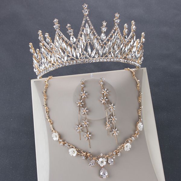 

tbridal headdress high dress end super atmosphere fairy accessories wedding necklace three sets forest crown, Silver