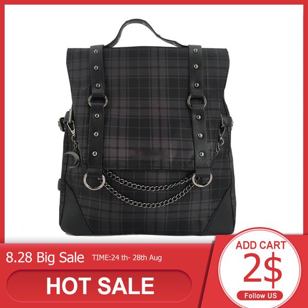 

2020 plaid nylon female travel daypack vintage backpack book schoolbags feminina school casual rucksack women bag rugzak c1003