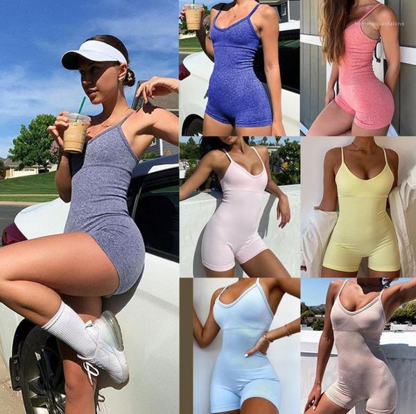

sport womens designer jumpsuits solid color summer womens skinney rompers fashion casual women yoga cloth 2021 new, Black;white