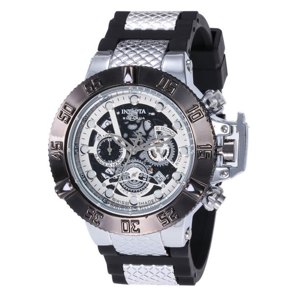 

sports casual calendar men's quartz watch invicta dz7333 rotating dial all hands can be operated pu strap, Slivery;brown