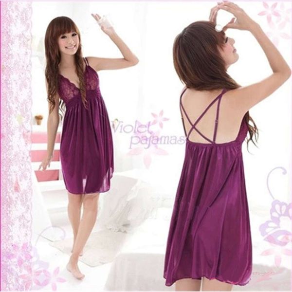 

beautiful elegant women's summer lace alluring home clothes nightdress spring and autumn sling ice transparent pajamas, Black;red