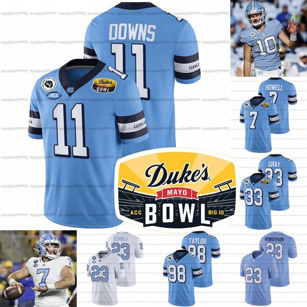 Jerseys de futebol Custom Carolina do Norte Tar Heels Jersey 2021 Duke's Mayo Bowl Lawrence Taylor Sam Howell Josh Downs Cedric Gray Keeshawn Silver Antoine Green