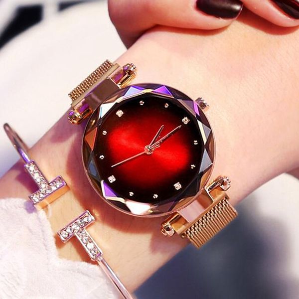 

fashion women 2019 sell star sky dial clock luxury rose gold women's bracelet quartz wrist watches new dropshipping