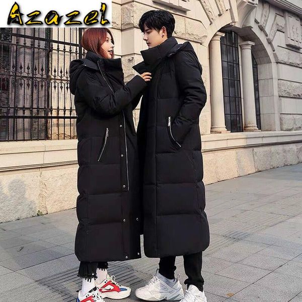 

azazel down jacket winter men's jackets thick clothes 5xl hooded mens clothing couples long coat 2020 ropa de hombre lxr469, Black