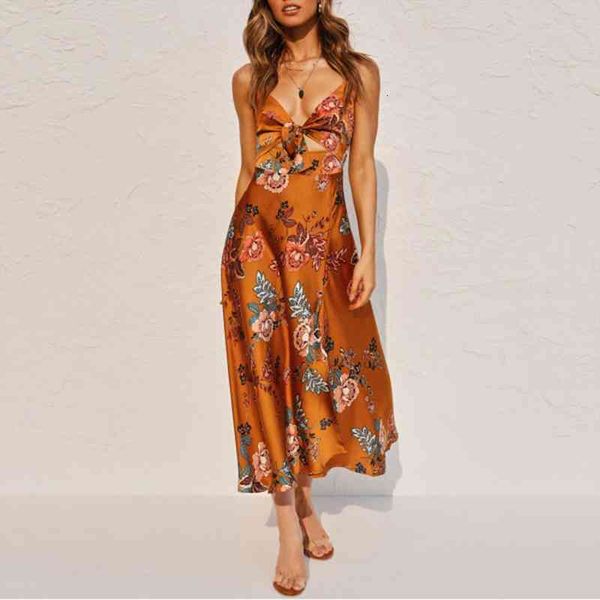 

vintage club dress women floral print long dresses v-neck halter bow sleeveless beach backless dress ladies elegant night club, Black;gray
