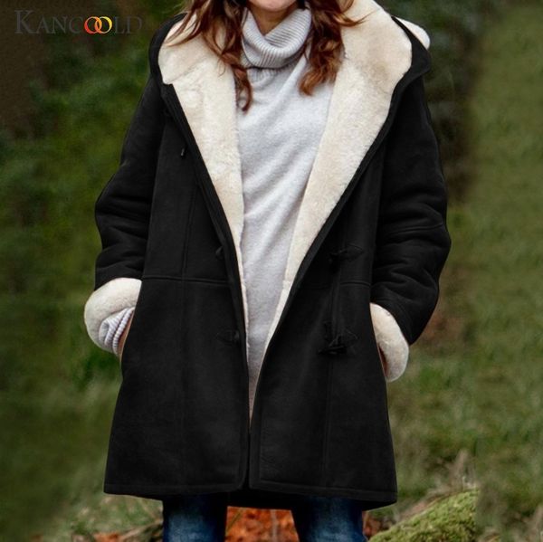 

kancoold winter new warm cotton jacket women korean loose large size long plus velvet cotton jackets women's hooded parkas t200114, Black