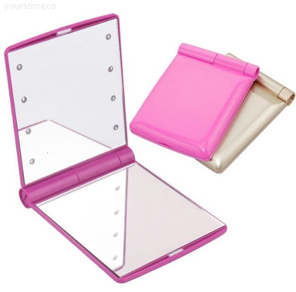 

mini cosmetic folding portable lady compact makeup pocket mirror 8 led lights lamps mirrors selling gifts zhao