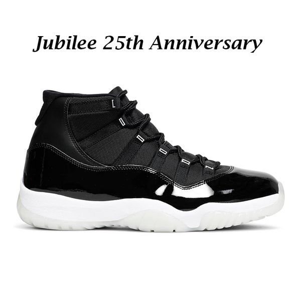 

with box jumpman 11s basketball shoes for men jubilee 25th anniversary 11 black white mens women trainers sports sneakers size 5.5-13