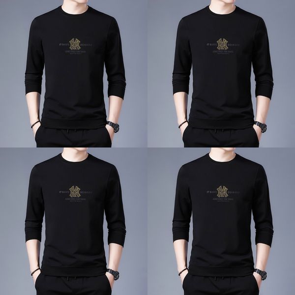 

весна и осень новых мужчин свитер молодежной моды случайные футболки sweatersweater свитер длинный рукав вокруг шеи свободные спортивные фут, Black