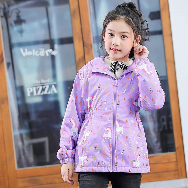 

coat girls sports jacket thicken windbreaker for teenage kids winter velvet children warm clothing autumn trench kids1, Blue;gray