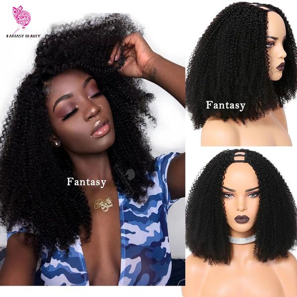 100% virgem brasileira afro kinky curly u parte peruca não processada cabelo humano kinkys curl upart perucas para mulheres negras 4b 4c 250% densidade 30 polegadas