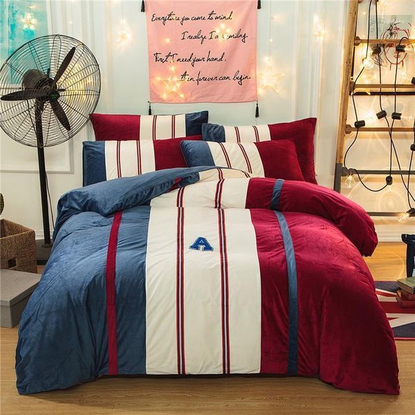 

30 style bedding sets sham thick flannel duvet cover set winter warm bedsheet  king size bed set1