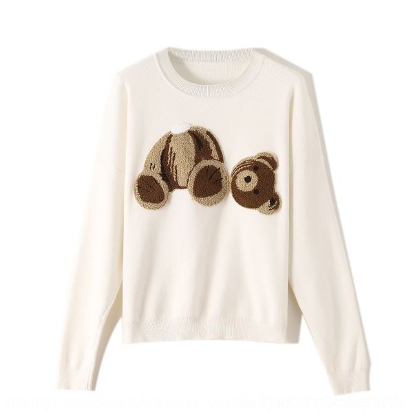 

lxauw heavy red sweater pullover pullovert-shirt pulloverwomen autumn net 2020 flocking industry broken bear t-shirt sweater for women pullo, White;black