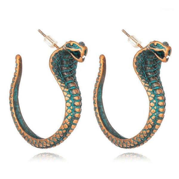 

new design gothic punk snake stud earrings vintage ethnic tribal antique copper animal earring for women men accessories1, Golden;silver