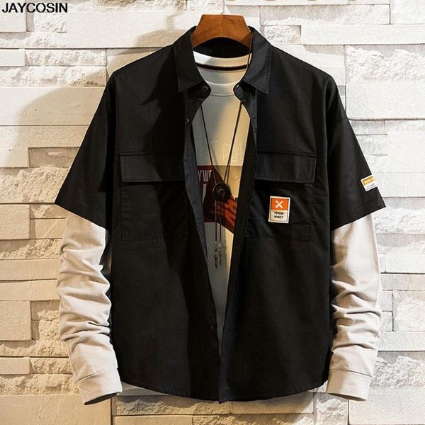 

klv shirts 2020 new men's spring summer style for men in autumn and winter casual pure colored workwear shirts1, White;black