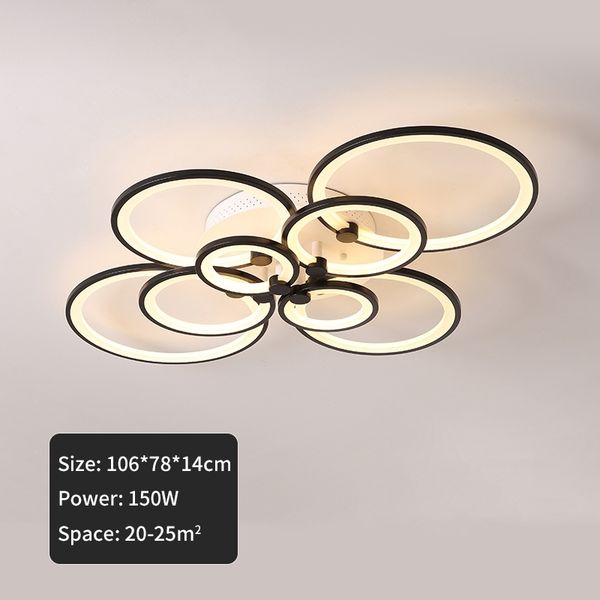 

2021 new moderno led circle light chandelier remote control to dining room decoration black ceiling lamp k9g0