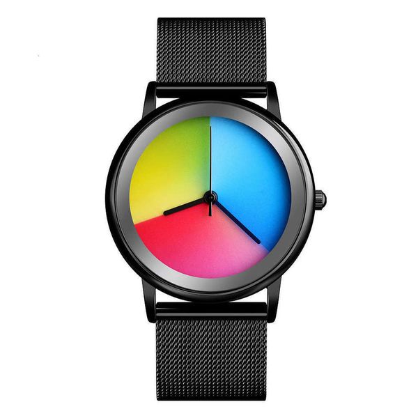 

ultra leisure thin men's fashion creative quartz watch full automatic waterproof simple men's concept quartz watch, Slivery;brown