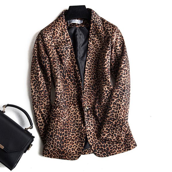 

2020 new fashion business interview leopard suits women work office ladies long sleeve casual blazer and coat