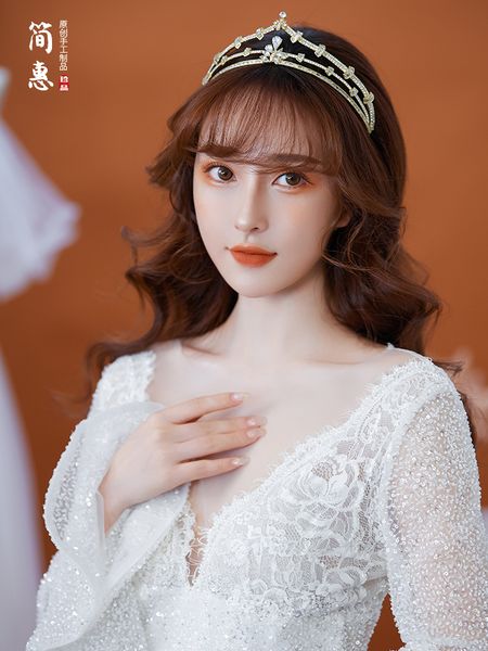 

bridal headdress korean baroque diamond inlaid exquisite crown temperament wedding dress elegant accessories, Silver