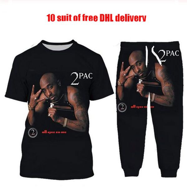 

new fashion women/mens 2pac tupac funny 3d print t-shirt + jogger pants casusal tracksuit sets df11, White;black