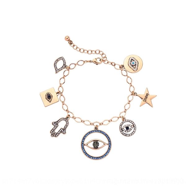 

w0fjb minority design pendant nationality bracelet bracelet devil's eye star pendant nationality female fashion temperament cool style, Golden;silver