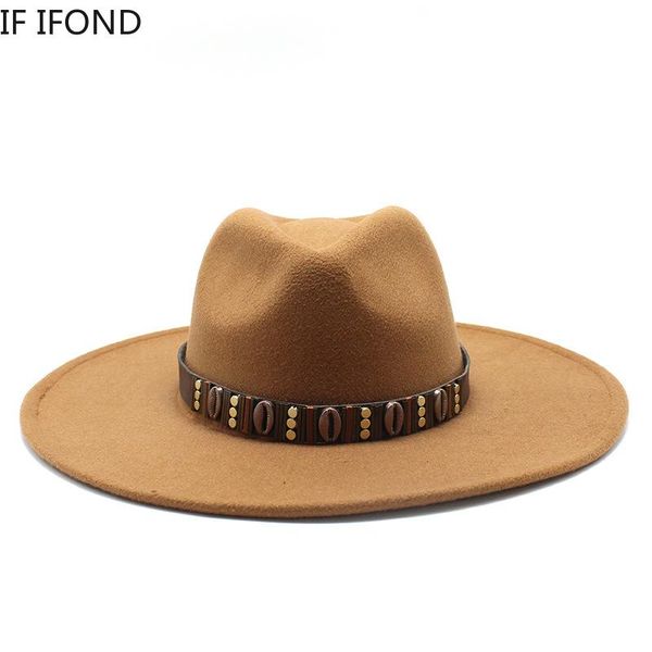 

2020 winter autumn men wool fedora hats with belt women vintage big wide brim jazz felt hat panama hat, Blue;gray