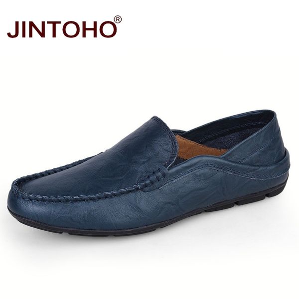 

jintoho big size 35-47 slip on casual men loafers spring and autumn mens moccasins genuine leather men's flats shoes, Red;white