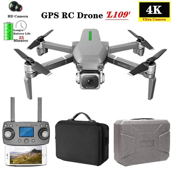 

drones l109 rc drone quadcopter 4k hd camera 5g wifi gps with one key return altitude hold 600m image distance dron toys