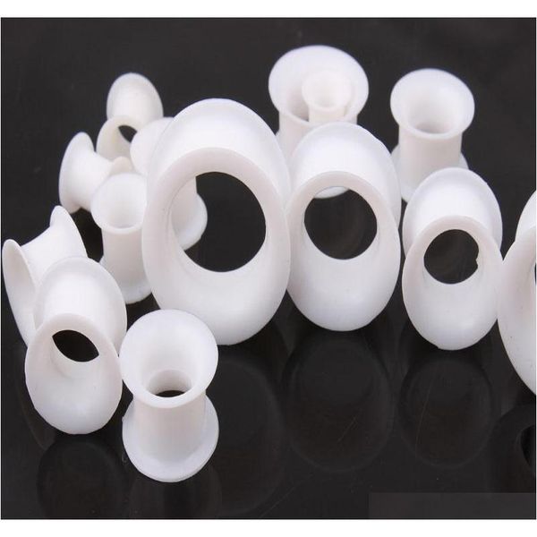 

piercing jewelry f29 mix 12 size 192pcs/lot body jewelry double flared ear expander silicone flesh tunnel plug gauge 90lsa, Silver