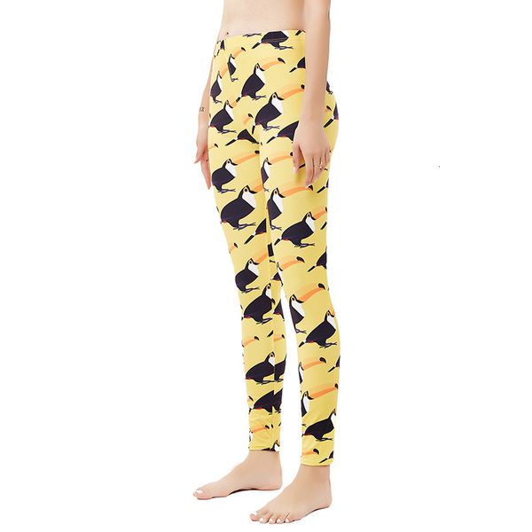 

9201 tropical bird fashion new 2019 women's long leggings, Black