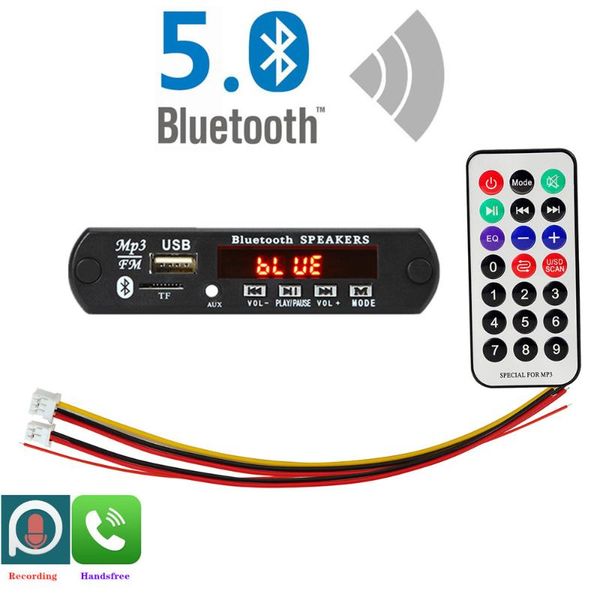 

12v car usb mp3 player bluetooth 5.0 mp3 decoder decoding board module wma wav tf card slot / usb / fm remote board module