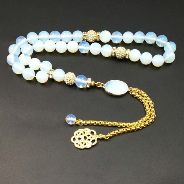 

new arrival opal stone golden accessories women's tasbih 33 66 99 beads muslim misbaha girl's bracelet islam rosary y200730, Black