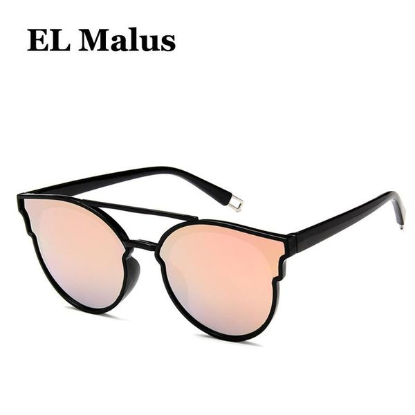 

sunglasses [el malus]2021 cat eye big frame brand designer women female anti reflective lens blue pink mirror sun glasses, White;black