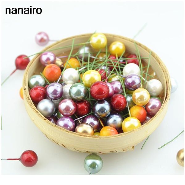 

100 шт. super pearl plastic plastics stadans искусственный цветок маленькие ягоды вишня для свадьбы рождественские торт коробка венки de jll