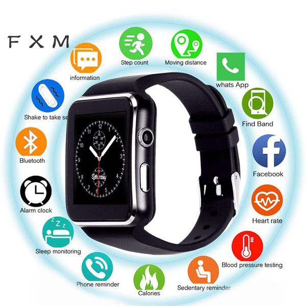 

x6 smart watch men support sim tf card smartwatch bluetooth dial with camera touch screen for iphone xiaomi android ios, Golden;silver
