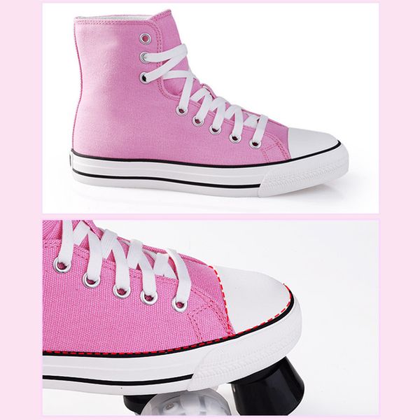 

professional quad skates double row roller skates canvas shoes for lovers two line flashing wheels patines sp4multifunction