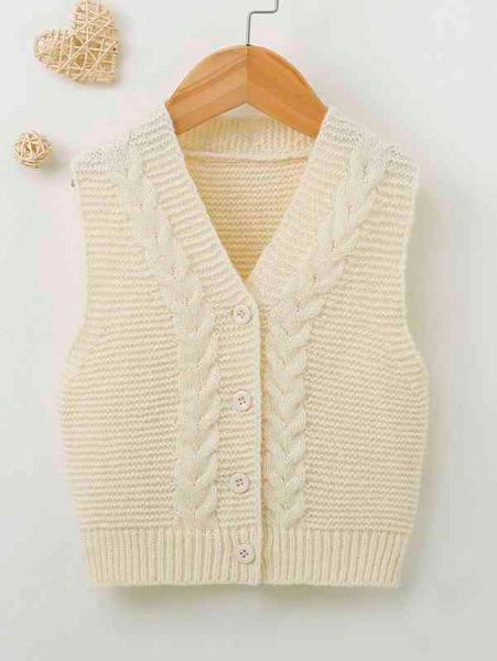 

baby cable knit vest cardigan she, Blue