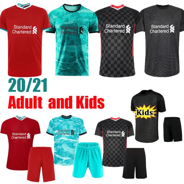 

новейшие 2020 2021 взрослых детей мохамед м. салах фирдино тиаго футбол джерси 20 21 футбольные рубашки diogo jota j. virgil униформа, Black