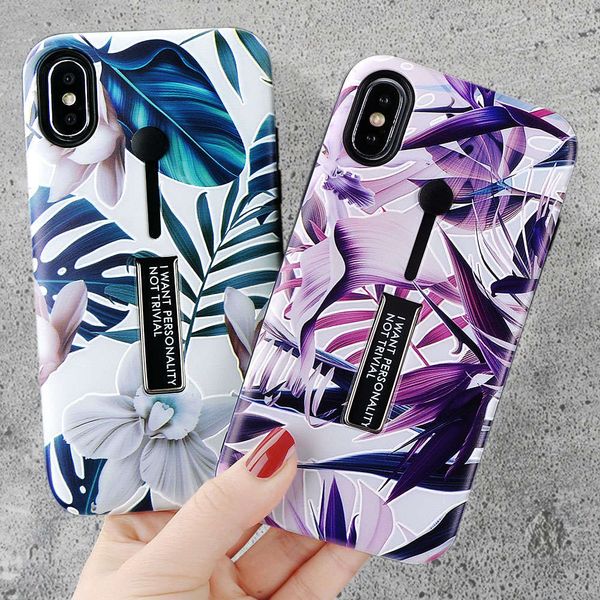 

sewqcase leaf and flower pattern, soft tpu back cover with hidden ring bracket, suitable for vip xr, max, xs, x, 8, 7, 6,vtrvgt