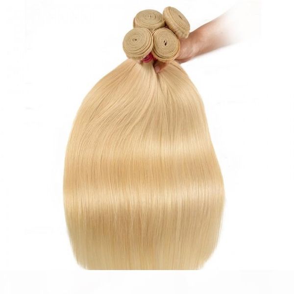 

tkwig 4pcs 613 blonde straight virgin hair weave with 4x4 closure lace hair pieces with closures, Black;brown