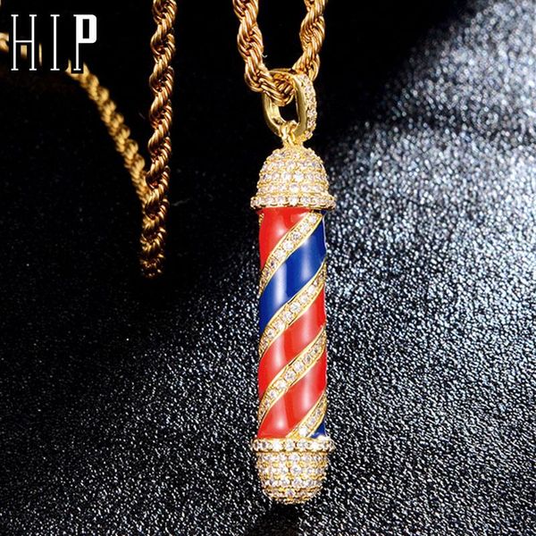 

pendant necklaces hip hop bling cz barber shop haircut iced out cubic zircon gothic necklace & for men jewelry charm tennis chain, Silver