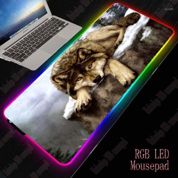 

mouse pads & wrist rests xgz wolf rgb gaming large animal pad gamer led computer mousepad big mat with backlight carpet for keyboard desk ma