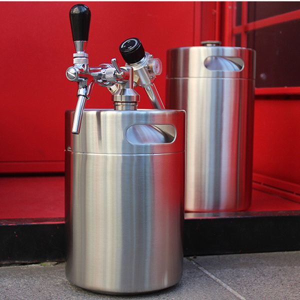 

beer keg with release valve 5l/170oz 8l/270oz pressurized growler home brewing bottle dispenser 18/8 stainless steel wine jar