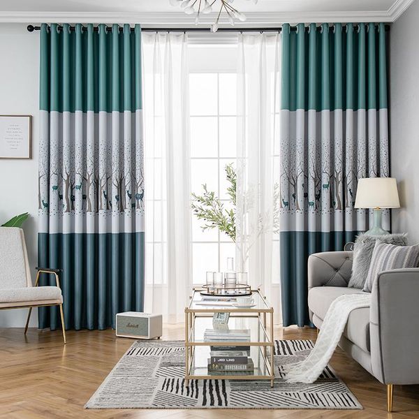 

curtain & drapes high shading blackout curtains for living room modern polyester fabric tree printed insulation bedroom window panels kitche