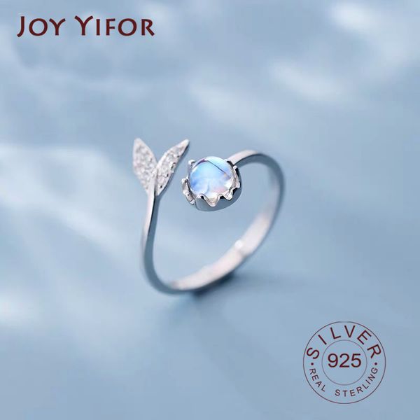 

925 sterling silver cute tail moonstone personality adjustable ring fine jewelry for women party elegant accessories