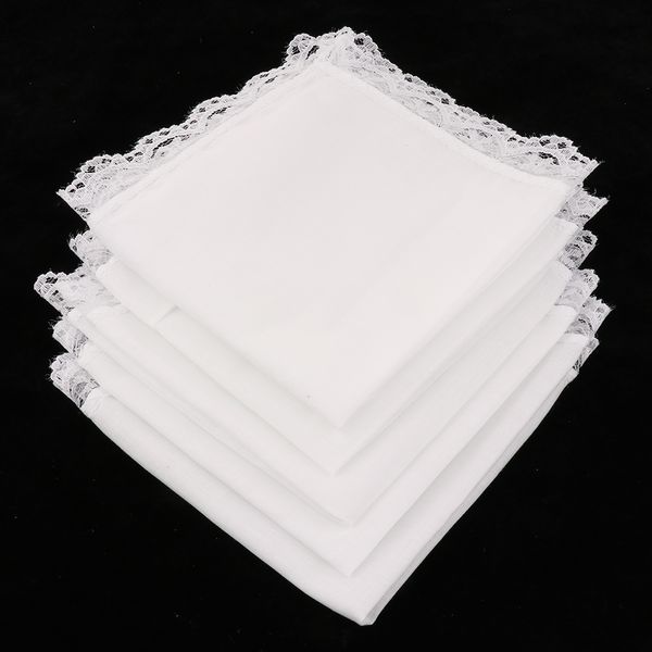 5 pezzi Fazzoletti di cotone bianco Fazzoletti di pizzo bianco Matrimonio, Fazzoletto da taschino per uomo Donna 23x25 cm