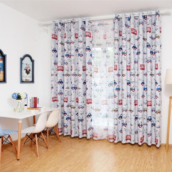 

curtain & drapes cartoon car printed window rod pocket panels for kids bedroom1