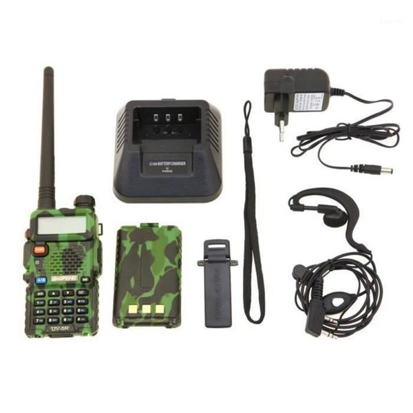 

baofeng uv-5r vhf / uhf radio fm walkie talkie with dual bands display standby and built-in clock (headset added camouflage) new1